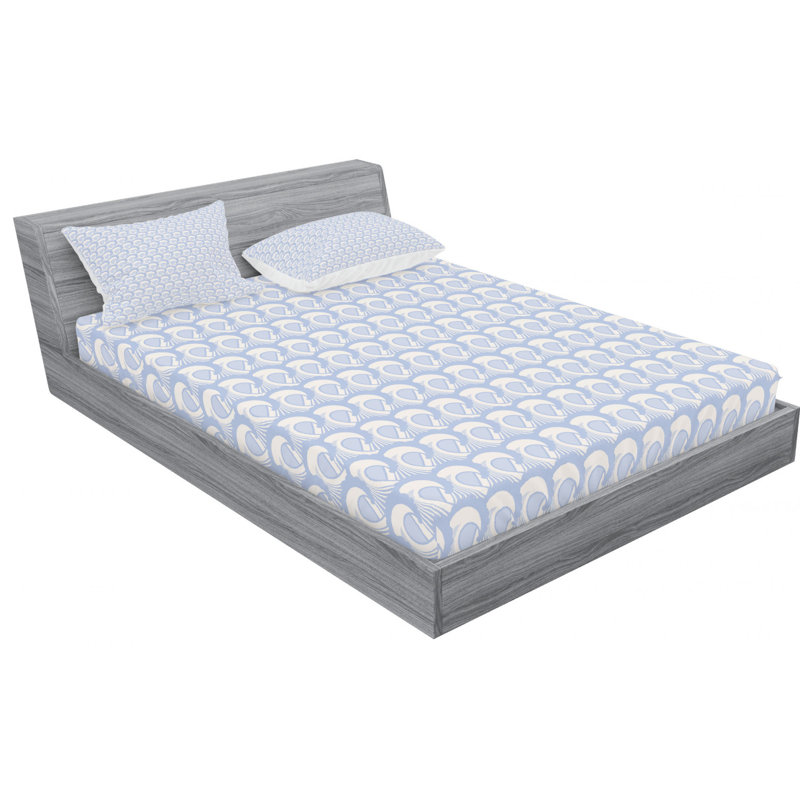 Microfiber Floral Sheet Set, Full Fitted Sheet + 2 Pillowcases, Wave