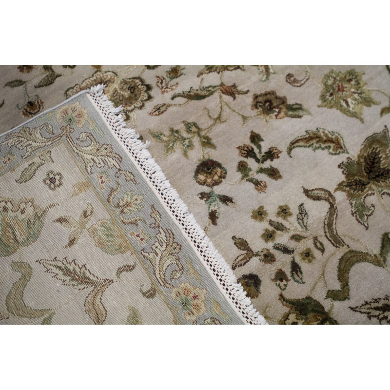 Tapis ivoire et gris noué à la main de haute qualité
