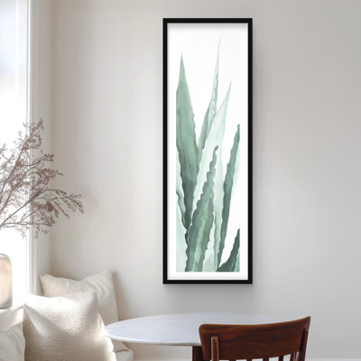 Aquarelle, plante agave - impression florale encadrée verte