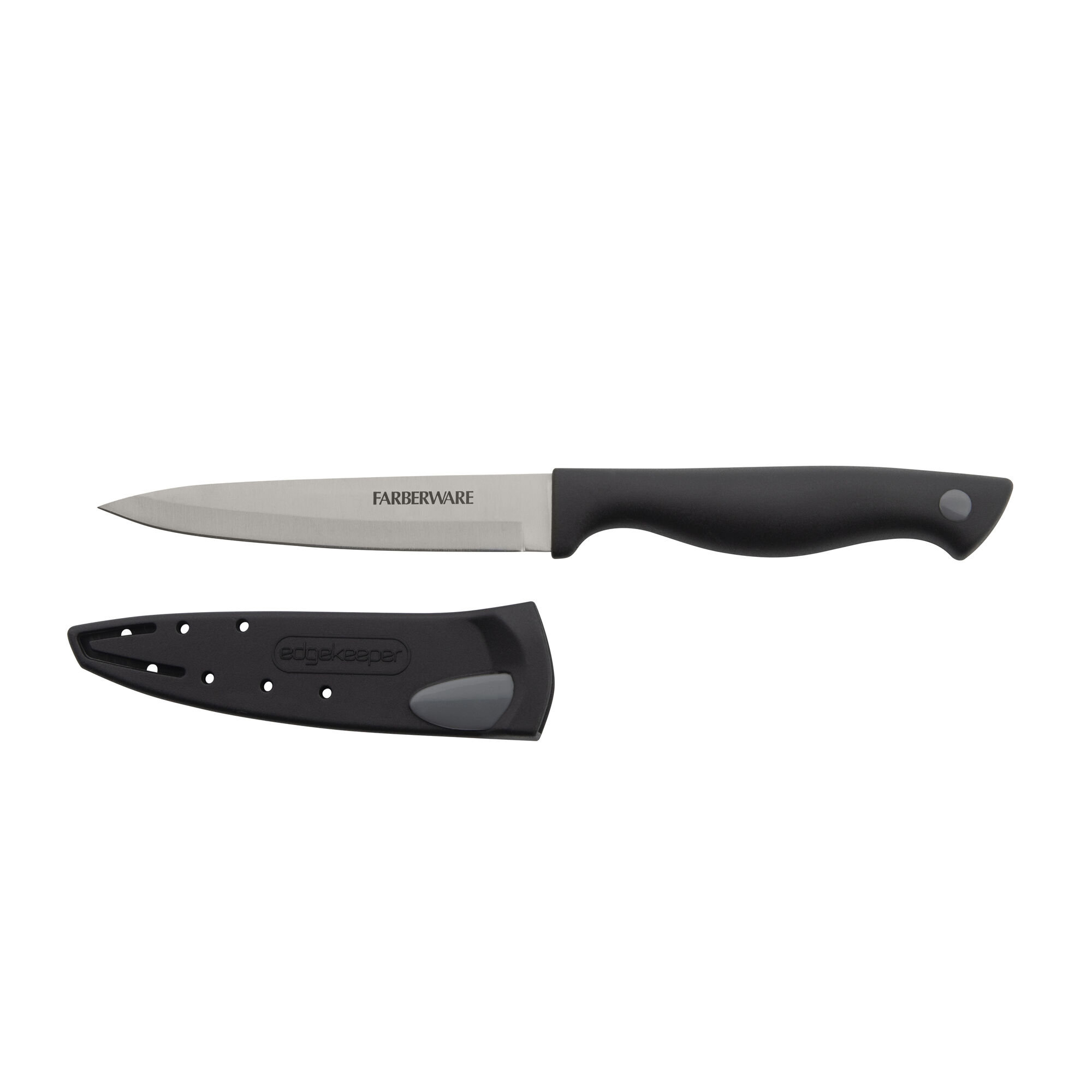 Farberware 3.5 Black Triple Rivet Paring Knife with Edgekeeper Sheath
