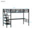 Structure de lit mezzanine en métal avec bureau, aucun sommier nécessaire, simple