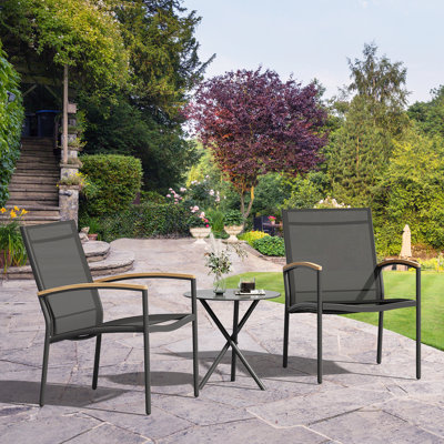 Happel Square 2 - Person 17.71" Long Bistro Set with Cushions