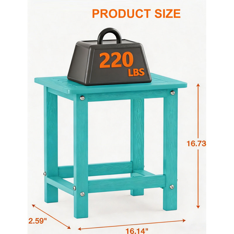 Table de bout d'extérieur pour l'extérieur toutes saisons, table de bout Adirondack pour terrasse Mordern, Sarcelle