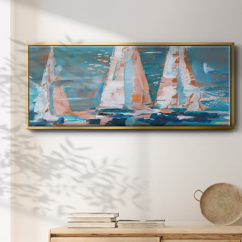 Pop Regatta II- Framed Canvas, 20" H x 50" W