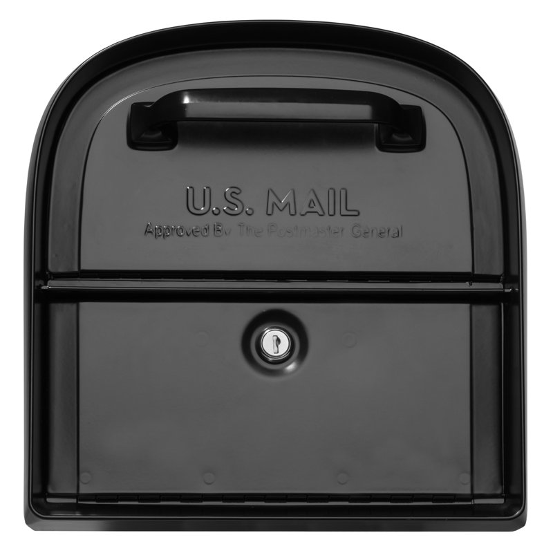 Large Black Steel Post Mount Locking Mailbox