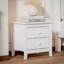 Table de chevet 2 tiroirs, rétro Mid-Century, blanc