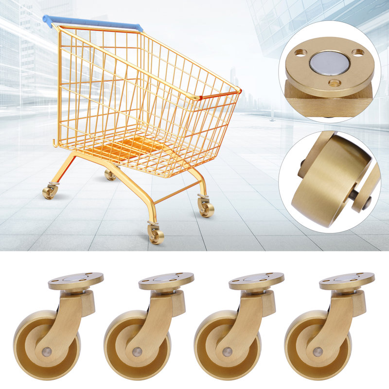 Heavy-Duty Gold Brass 360-Degree Swivel Casters Set of 4