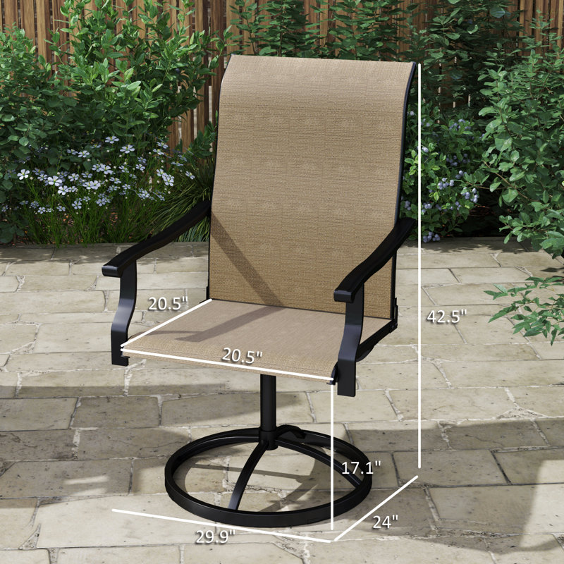 Ensemble de 2 chaises d'extérieur à haut dossier, chaises pivotantes, Brun