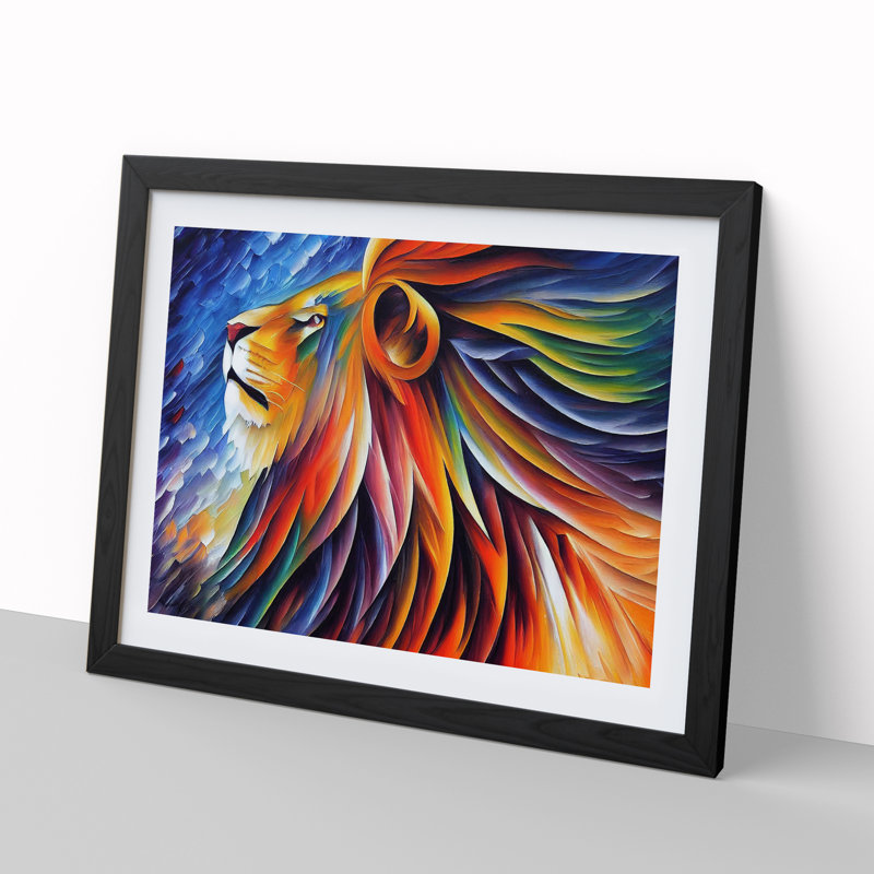 Lion Vol.4 - Single Picture Frame Print, Black, 46cm H x 64cm W x 2cm D