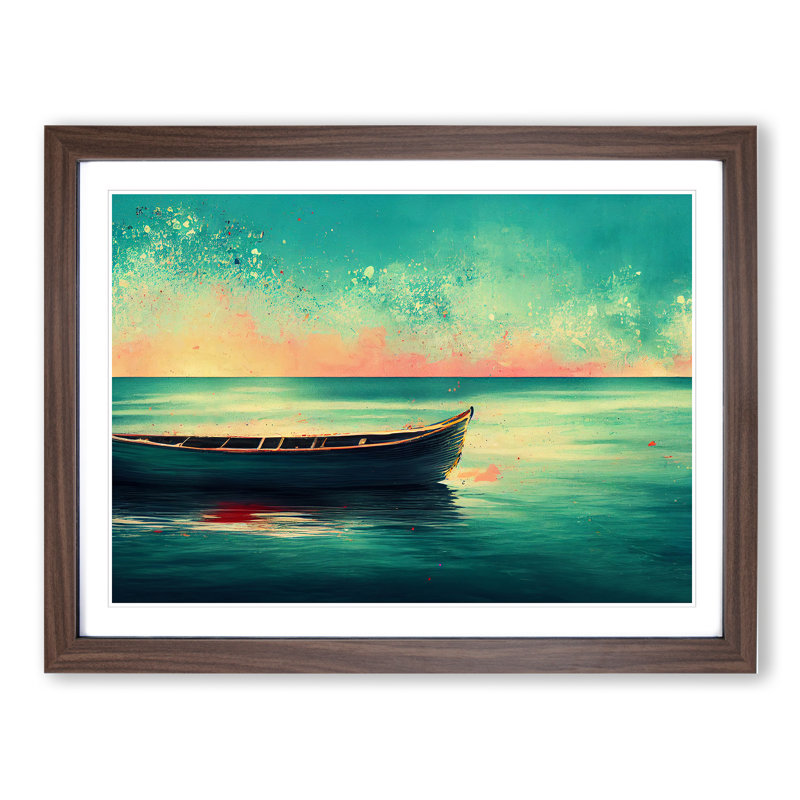 Boat Splashed Vol.3 - Single Picture Frame Painting, 34cm H x 46cm W x 2cm D, Walnut Framed