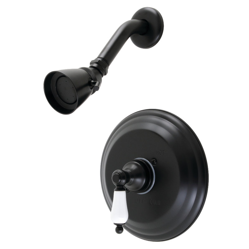Robinet de douche rétro avec valve brute, Noir mat
