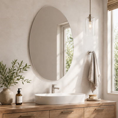 Miroir mural asymétrique sans cadre en verre sans cuivre CUFE Fi pour salle de bain et maison