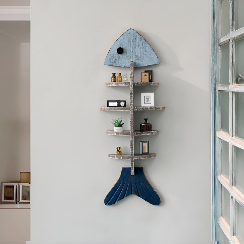 Mediterranean Fishbone Shelf, 26.57" H x 9.84" W x 4.13" D