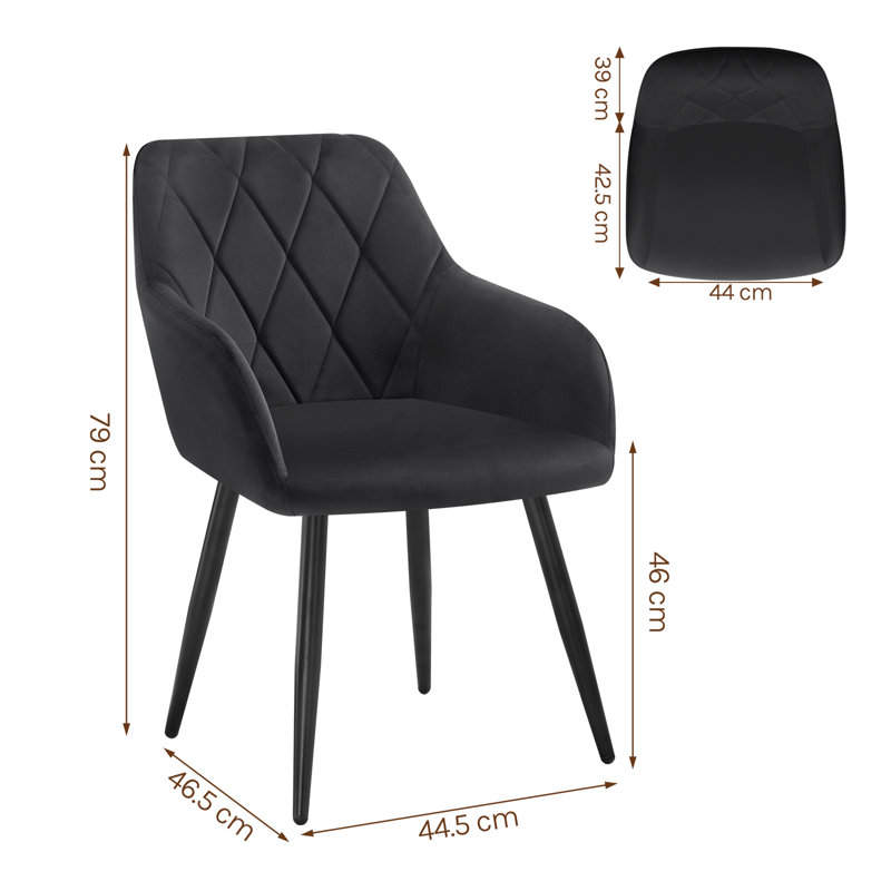 40cm H Velvet Upholstered Armchair, 1, Black