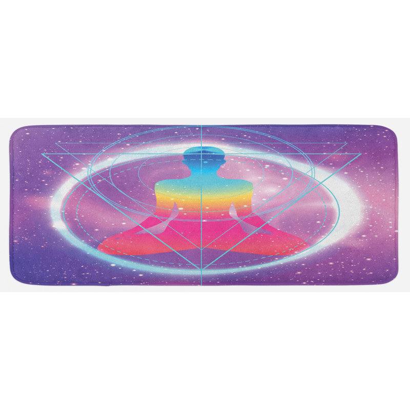 Tapis de cuisine bleu rose rose méditation yoga, cercles de position