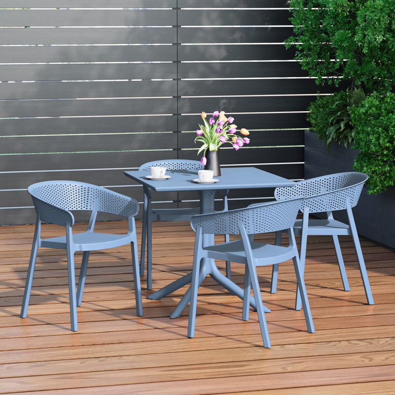 Ensemble repas carré pour 4 personnes, Bleu