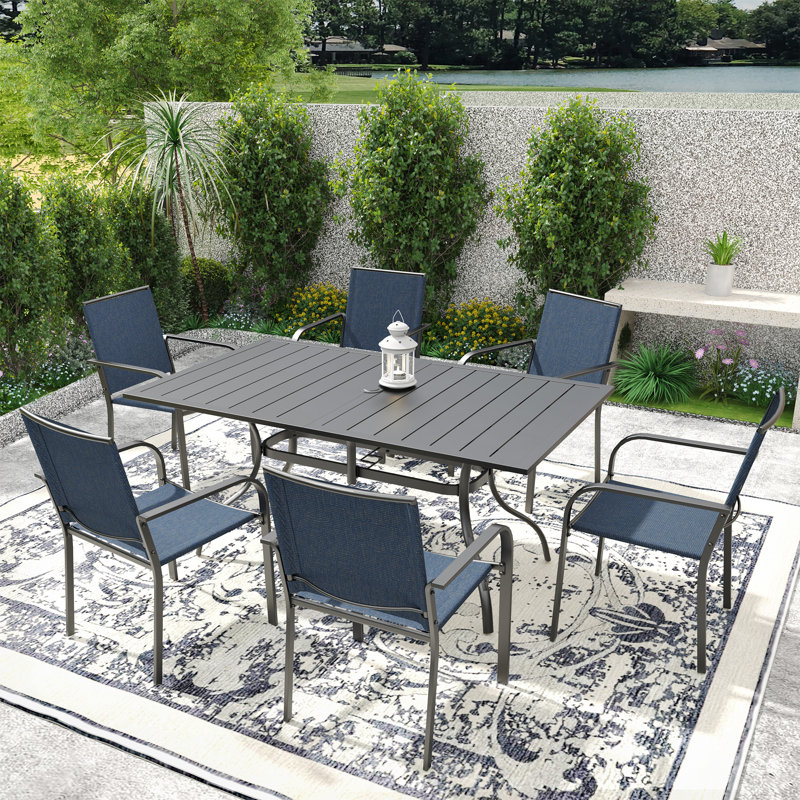 Ensemble repas extérieur pour 6 personnes, Bleu