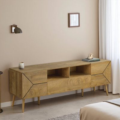 Meuble télé, console de 71 po, meuble multimédia, tiroir de rangement, stratifié noyer