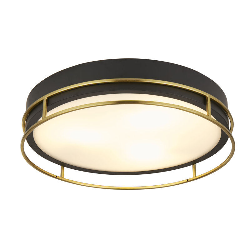 Averie Glass Flush Mount, Black/Brass