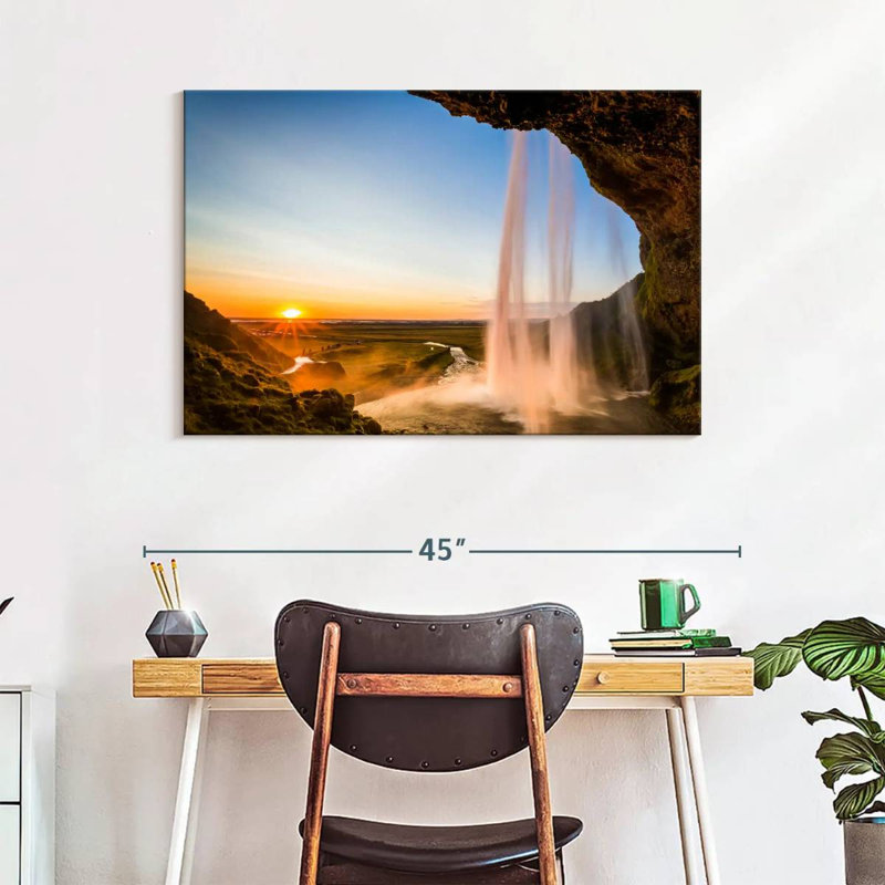 Alvord Sunset At Seljalandsfoss Waterfall, 26" H x 39" W