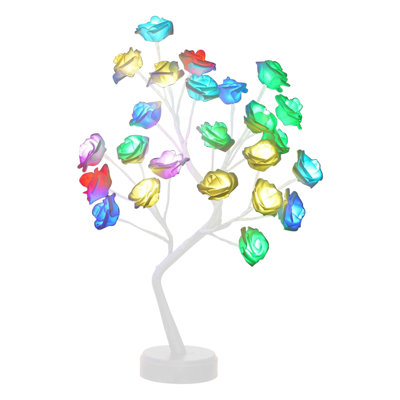 Night Light Rose Flower Table Tree Light 24 LEDs Desk Top Bonsai Lighted Tree Battery Operated USB Plug Powered Tree Table Lamp Rose Flower Desk Tree Lamp For Home Party We