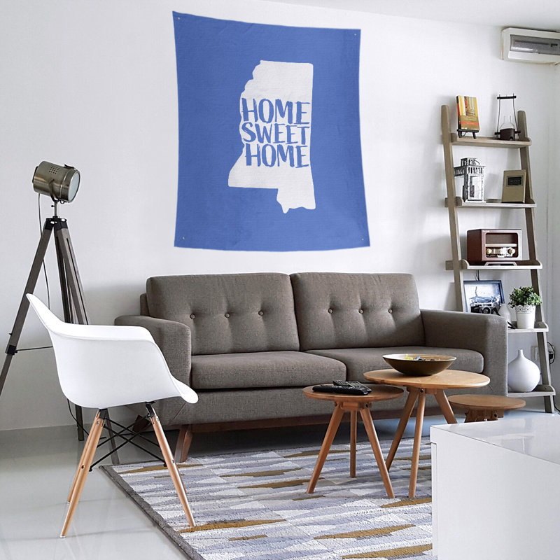 Tapisserie murale Home Sweet Mississippi, H 80 po x l 68 po, Bleu