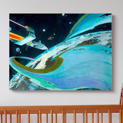 « epic space landscape planète », peinture à l’aquarelle bleue pour les enfants Leroux