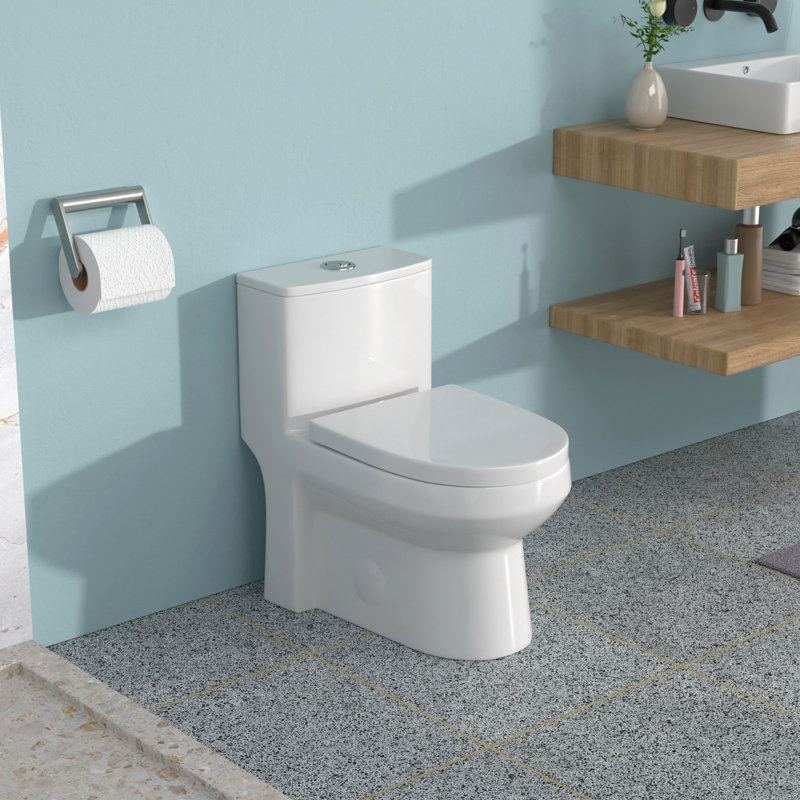 Toilette en céramique brute de 12 po, double chasse 1,1 / 1,6, charnière à dégagement rapide, carte Siphon Jet 800G, économiseur d'espace