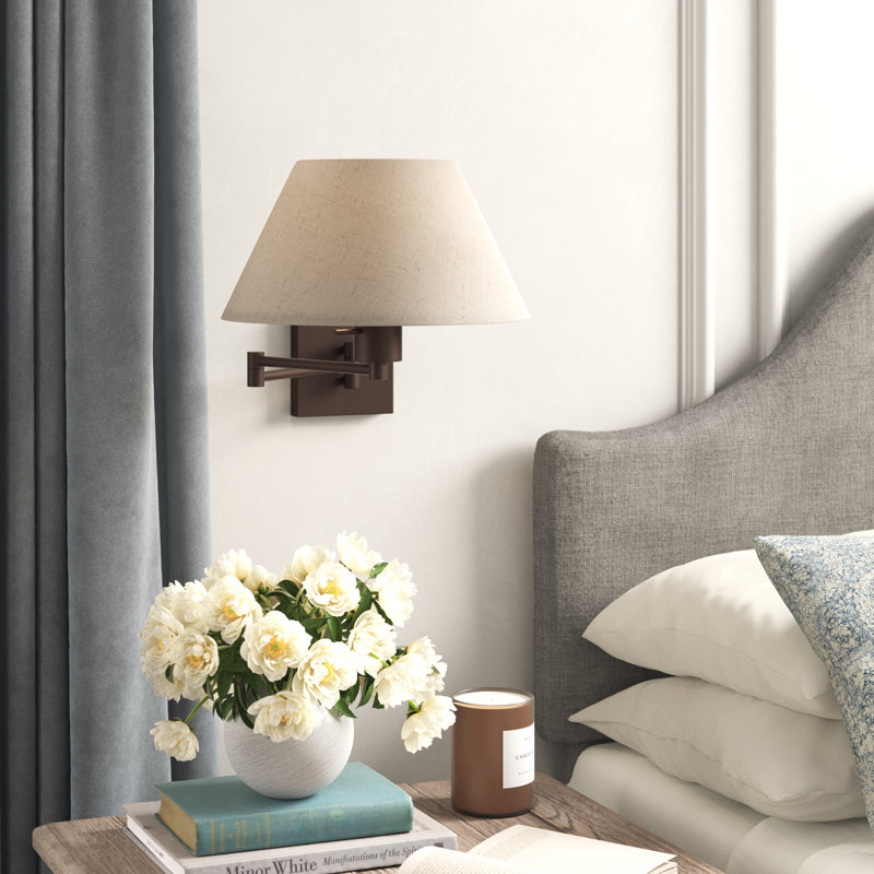 Mckella Swing Arm Sconce, Oatmeal, Dark Bronze