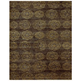 Qing Wool Geometric Area Rug in Brown/Gold