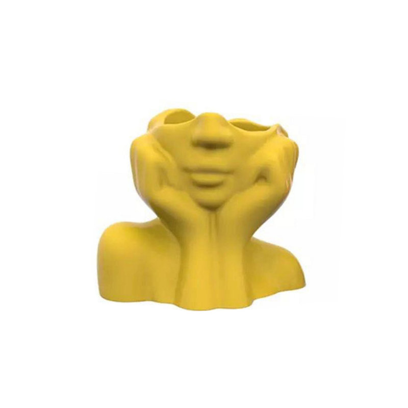 Elegant Ceramic Vase, Yellow, 7.5 x 4.3 x 6.3 Inches | 100% High-Quality Ceramic, Perfect for Floral Arrangements & Home Décor | Stylish Centerpiece for Living Room, Office, or Kitchen