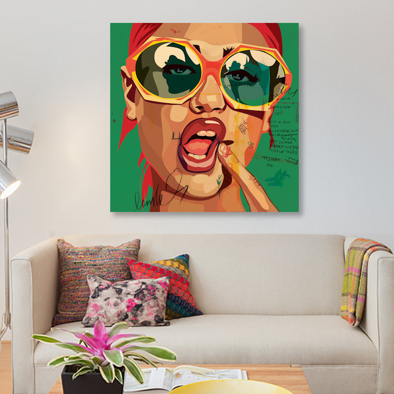 « ludique fille », impression sur toile, H 12 po x l 12 po x P 0,75 po, Toile tendue, Pas de tapis