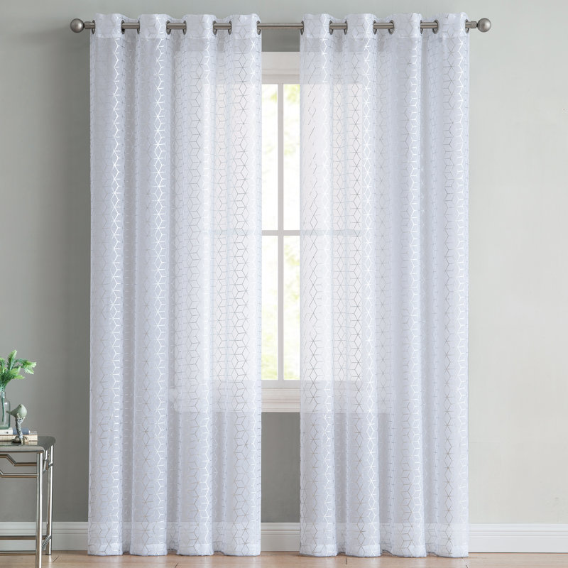 Kucera Semi Sheer Sliding Panel Pair, 38" W x 84" L, Gray/Silver