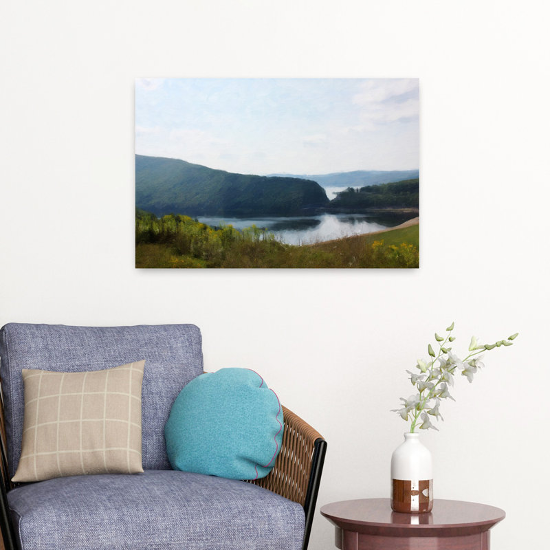 «Misty Morning Serene Tranquil Abstract Landscape Art», H 16 po x l 24 po