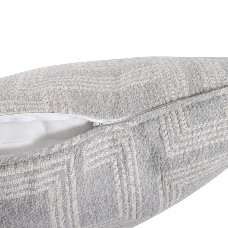 Indoor/Outdoor Pillow Syros Fog, 24"H x 24"W, Gray Striped, Square
