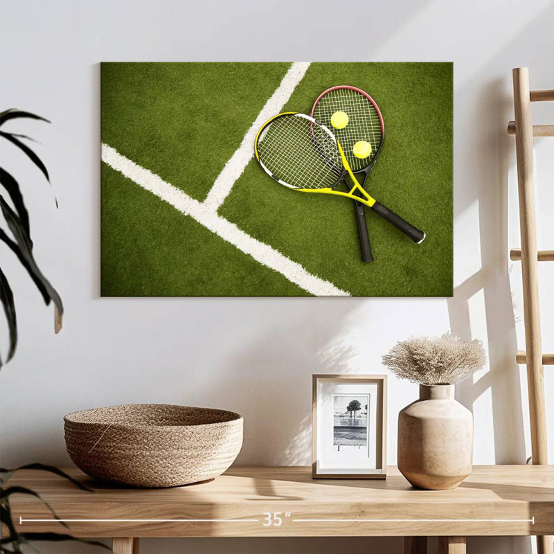 Raquettes de tennis sur le court, H 16 po x l 24 po