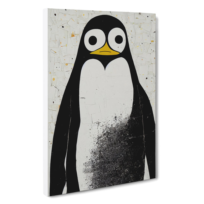 Painted Penguin No.1 - Wall Art, 50cm H x 35cm W x 3cm D, Wrapped Canvas