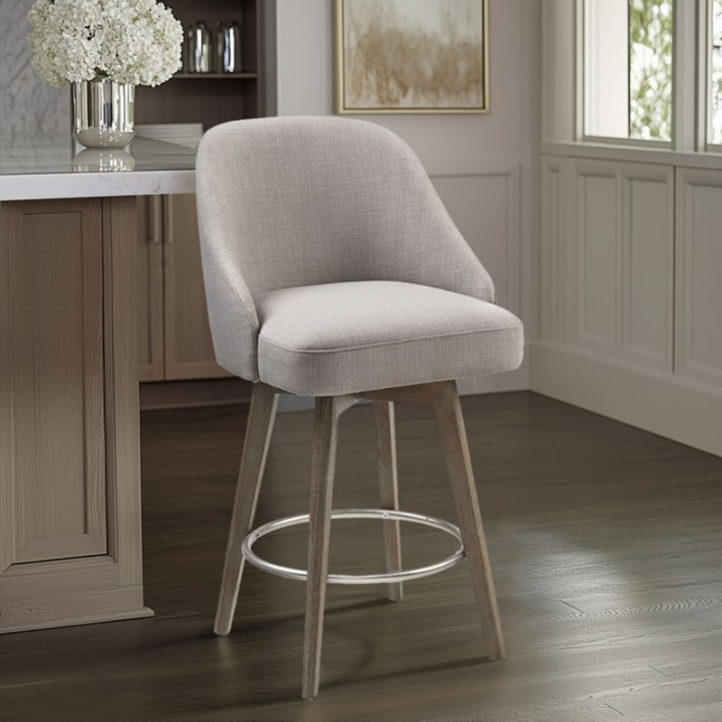 Tabouret de comptoir avec siège pivotant, Tabouret de bar (siège d'une hauteur de 30 po), Beige/Or