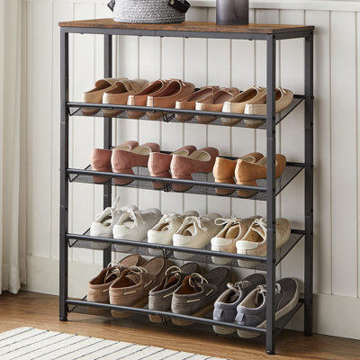5 Tier 20 Pais Shoe Rack 29.8"W with Storage Shelves