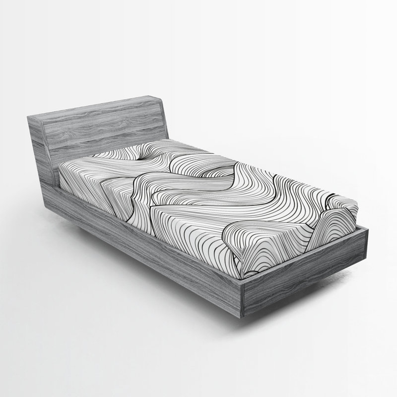 Drap-housse Ambesonne, paquet de 2, Drap-housse de taille simple, Gris anthracite, gris, blanc / abstrait