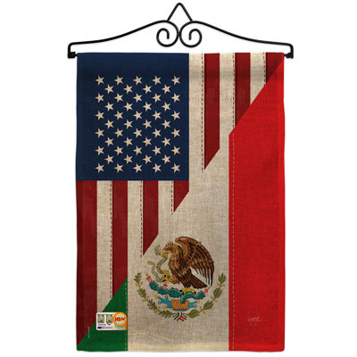 En toile jute à 2 côtés de l’amitié american mexico, 19 x 13 po drapeau de jardin