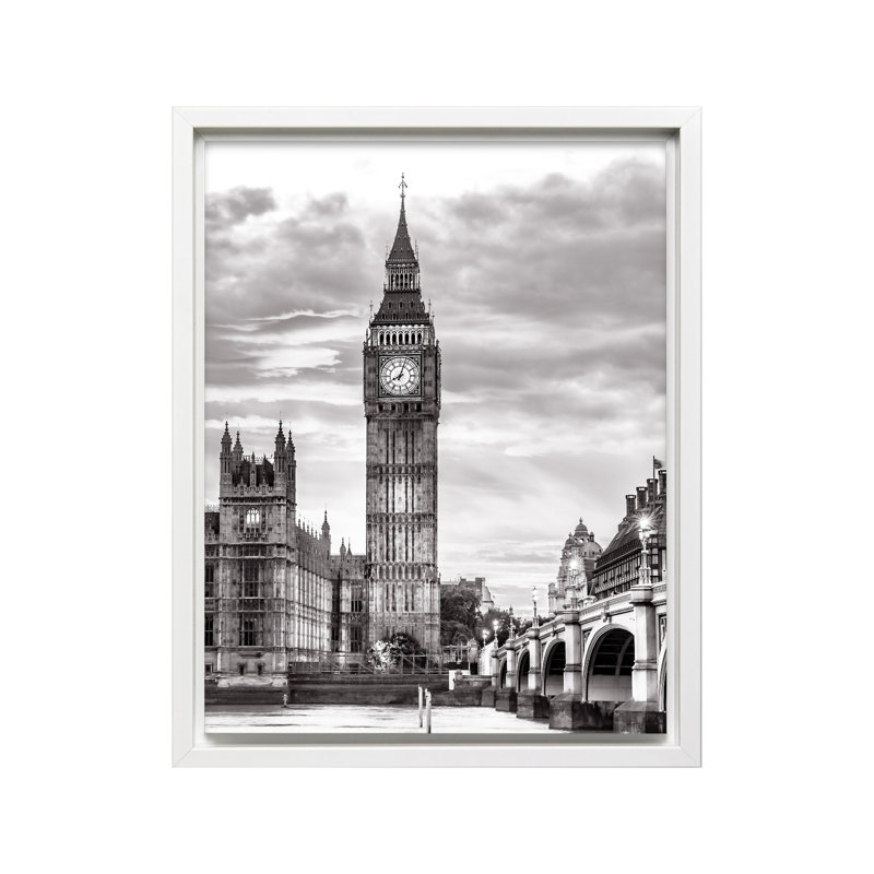 Big Ben, Londres, Canvas, White Framed, 16"H x 20"W