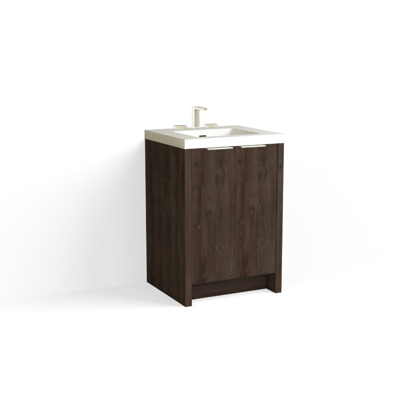 Mesa 24" W Freestanding Single Bathroom Vanity , White Matte, 8" Widespread, Biondo/Polished Nickel