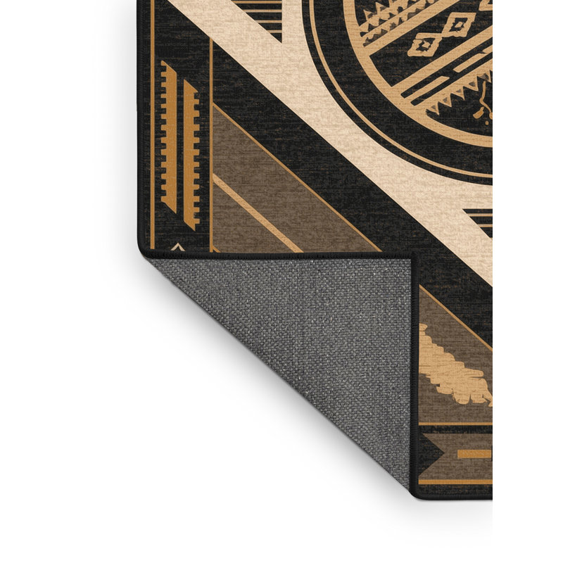 Tapis moelleux moelleux à motif géométrique rustique noir Edgemont, 4 x 2