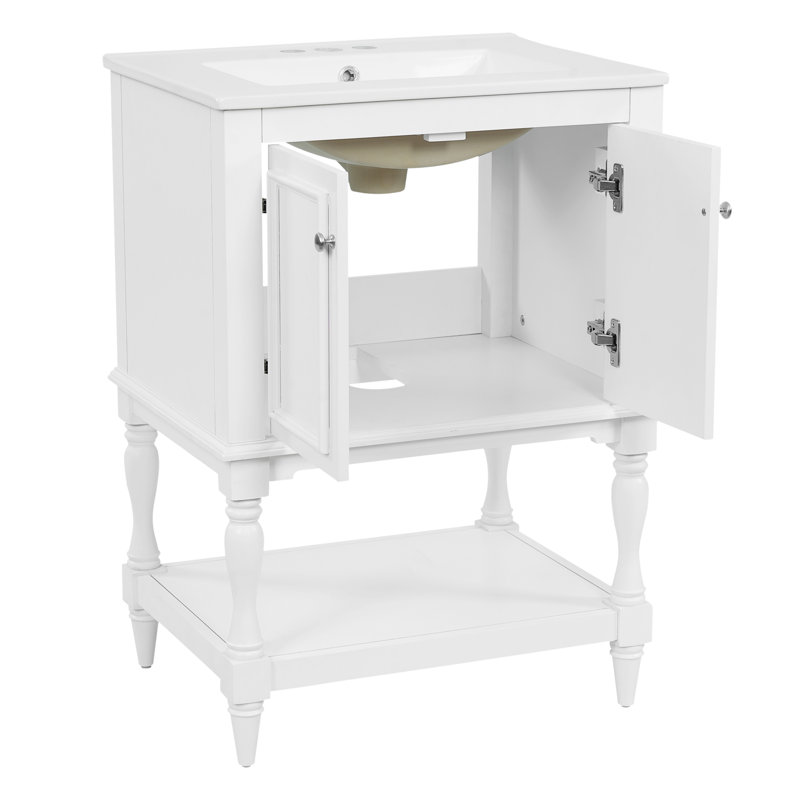 Meuble-lavabo moderne de luxe 24 po, Blanc
