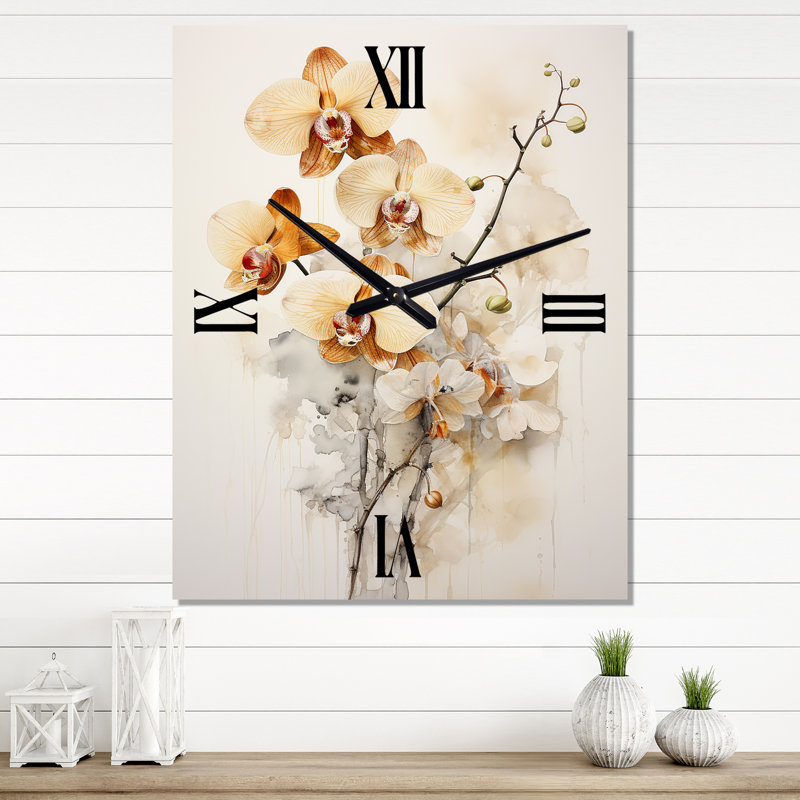 Horloge murale Galles - Orchidées surdimensionnée, Petit