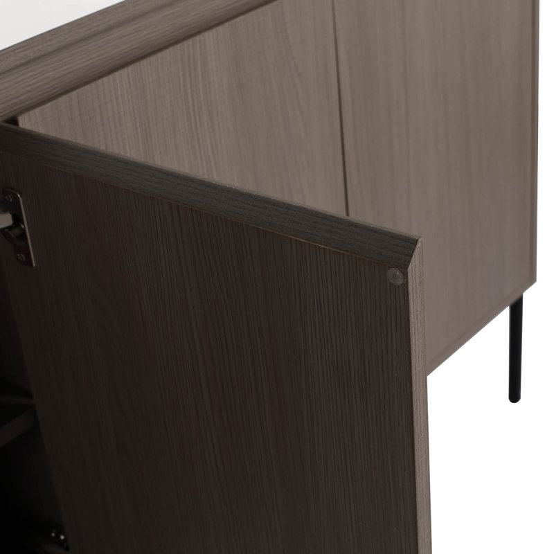 Ebern Designs Yordana Bathroom Vanity 60" Wide - Double Sink, Gray Oak, White
