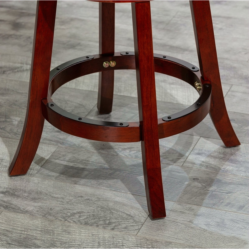 Tabouret pivotant à dossier en X de 30 po de hauteur bar, finition cerisier, siège en tissu beige, Brun, Beige