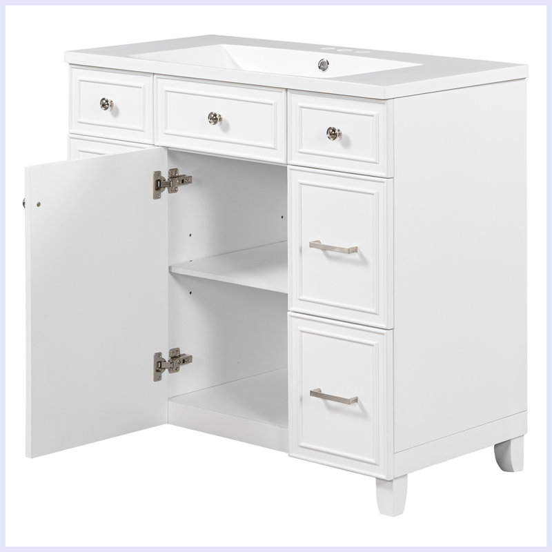 Ensemble de meuble-lavabo moderne avec comptoir de meuble-lavabo Modern, Blanc