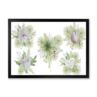 Bouquet floral de Noël avec coton, branches III - peinture sur toile
